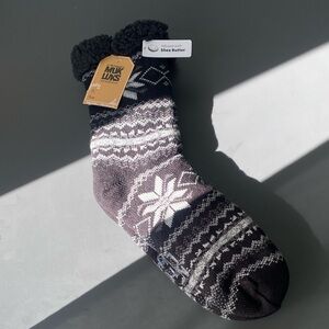 MUK LUKS Men's Cabin Socks Tall High Fair Isle Plush Crew Sz L/XL Cozy Comfy